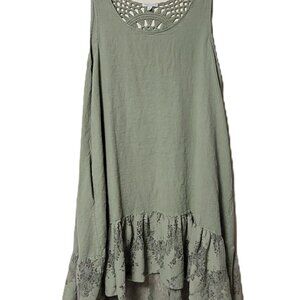 Cristina Vergani Italy XL Sage Pockets Boho Crochet Lace Tunic Lagenlook Flowy